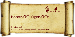 Hosszú Agenór névjegykártya